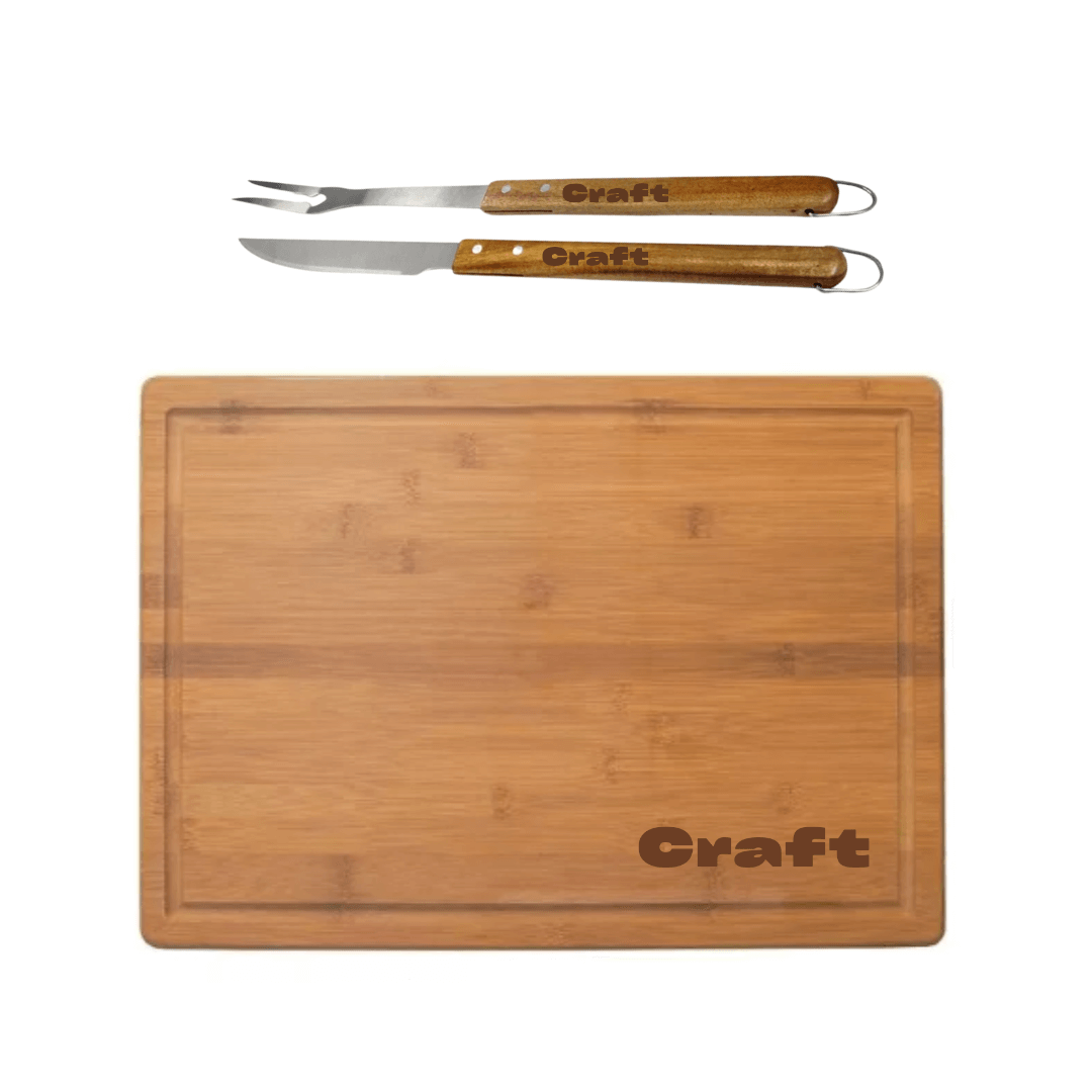 Kit asado 1.0 Tabla + Cuchillo y tenedor para asado