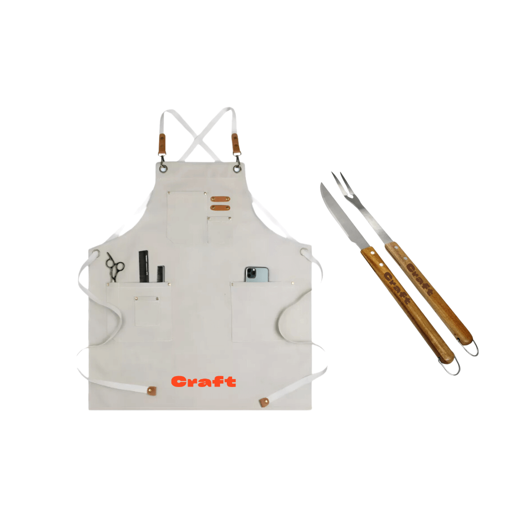 Kit asado 3.0 Delantal + Cuchillo y tenedor para asado